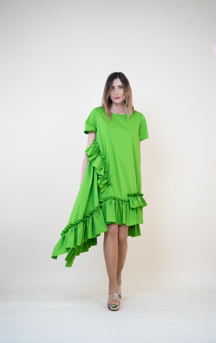 Vestido algodón asimétrico volantes - Imagen 5