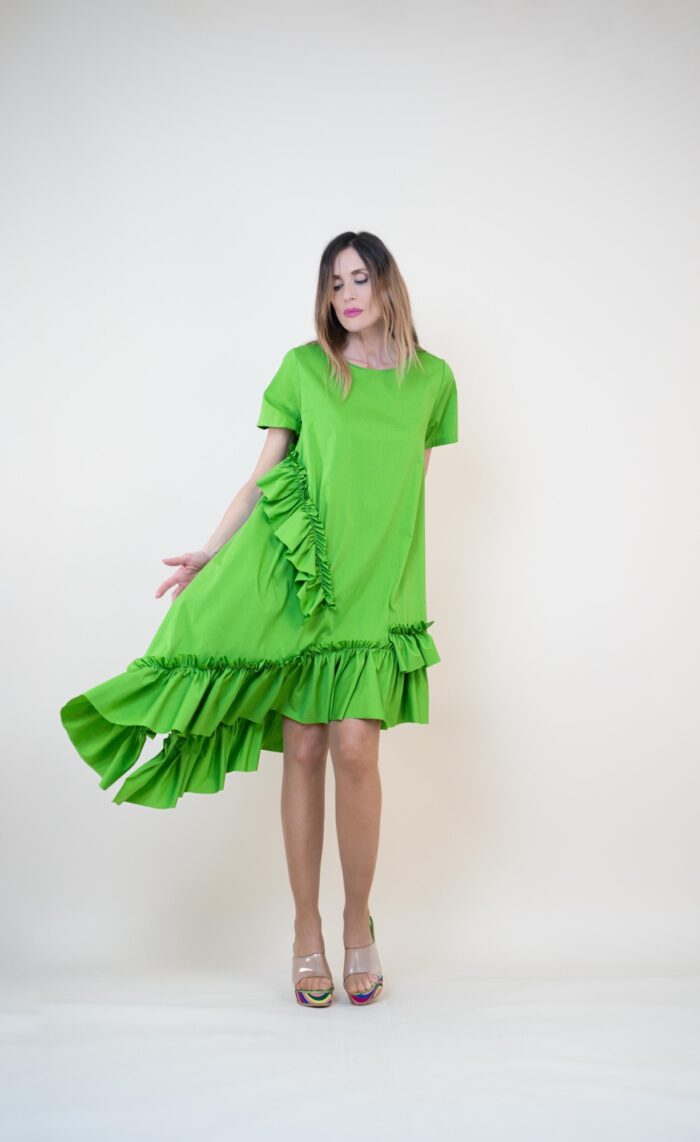 Vestido algodón asimétrico volantes - Imagen 6