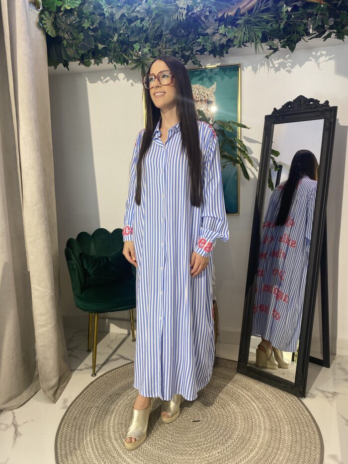 Vestido camisa rayas letras