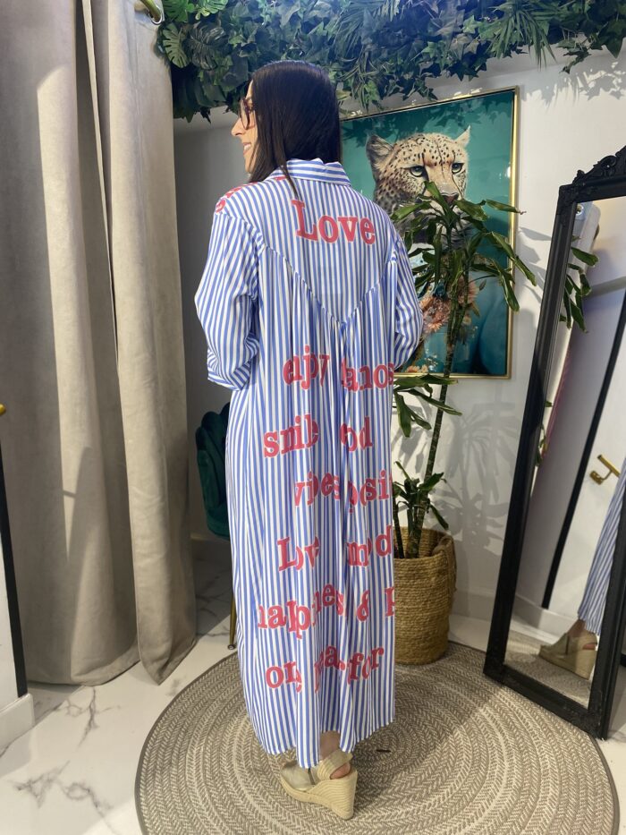 Vestido camisa rayas letras - Imagen 4