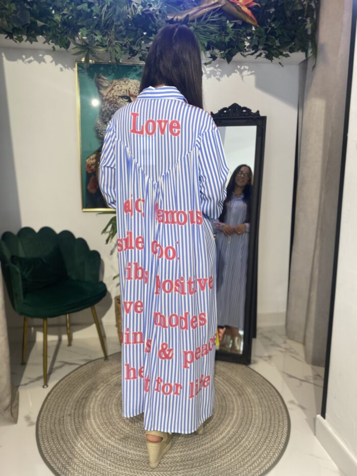 Vestido camisa rayas letras - Imagen 3