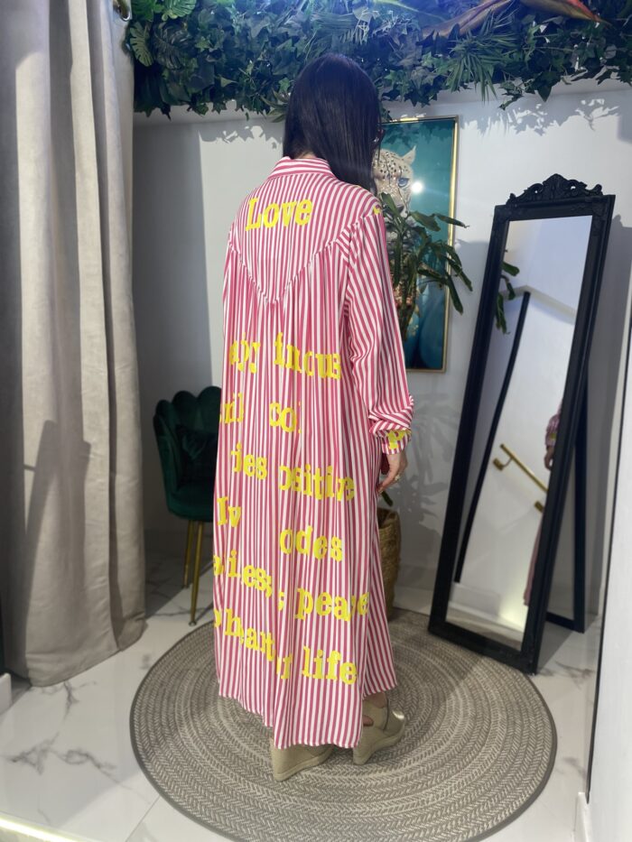 Vestido camisa rayas letras - Imagen 6