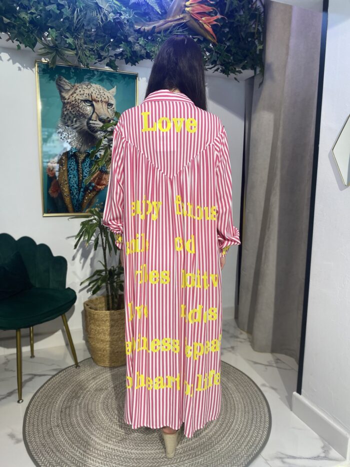 Vestido camisa rayas letras - Imagen 7
