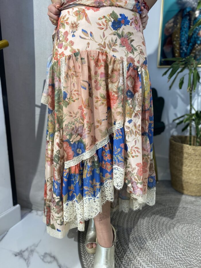 Falsa asimétrica estampada encaje - Imagen 6
