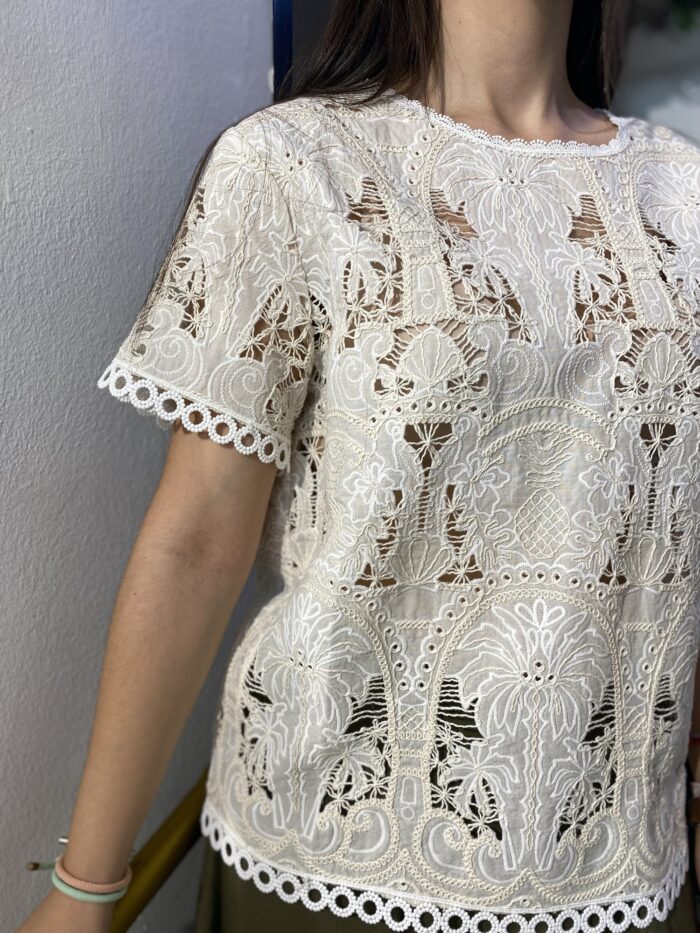Blusa bordada palmera 100% algodón - Imagen 3