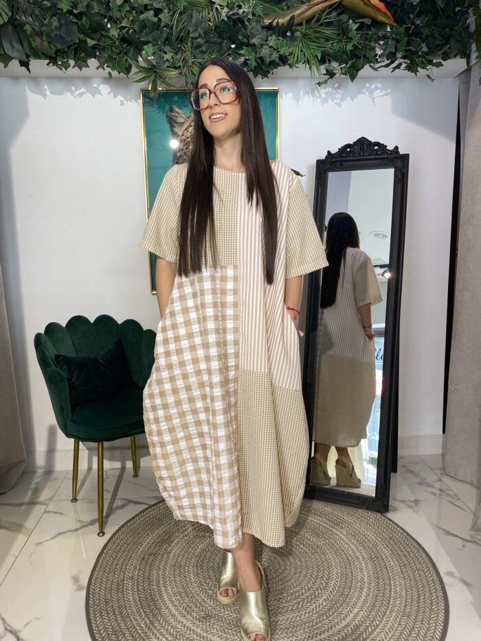 Vestido globo cuadro vichy - Imagen 2