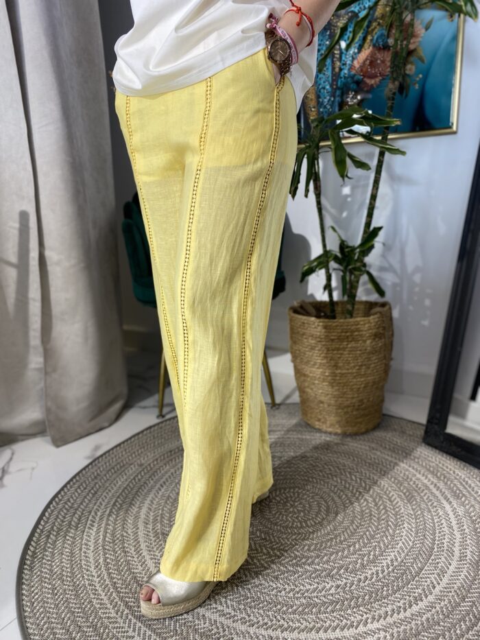 Pantalón lino forrado calado - Imagen 3