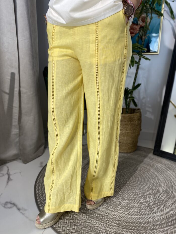 Pantalón lino forrado calado - Imagen 2