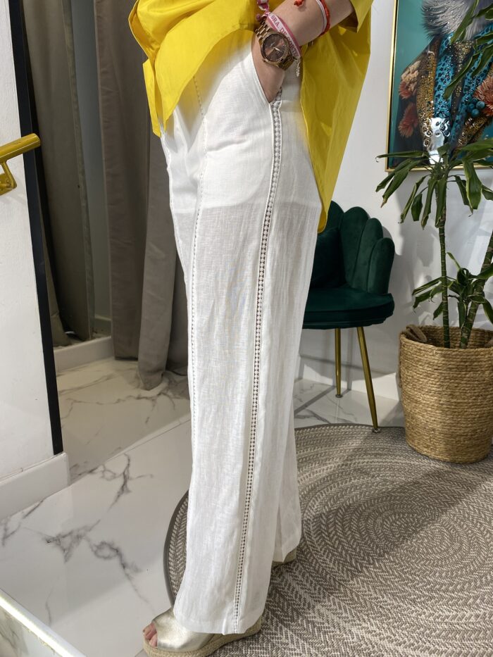 Pantalón lino forrado calado - Imagen 6
