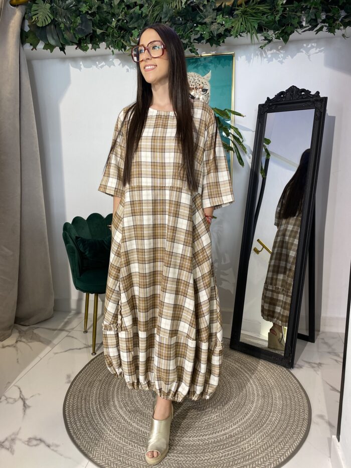 Vestido midi globo cuadros