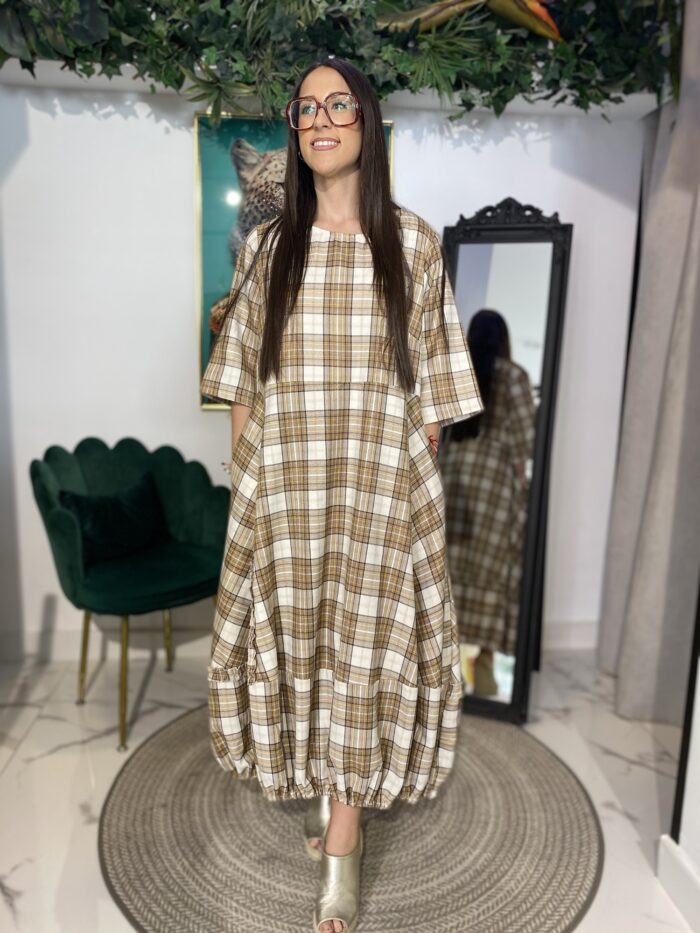 Vestido midi globo cuadros - Imagen 2