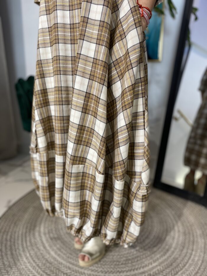 Vestido midi globo cuadros - Imagen 4