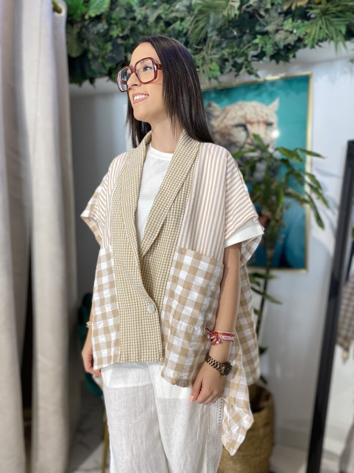 Blusa botón cuadro vichy - Imagen 2