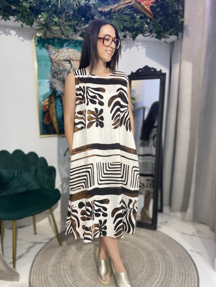 vestido gasa estampado espalda cruzada - Imagen 6