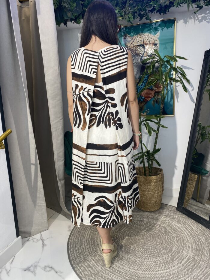 vestido gasa estampado espalda cruzada - Imagen 4